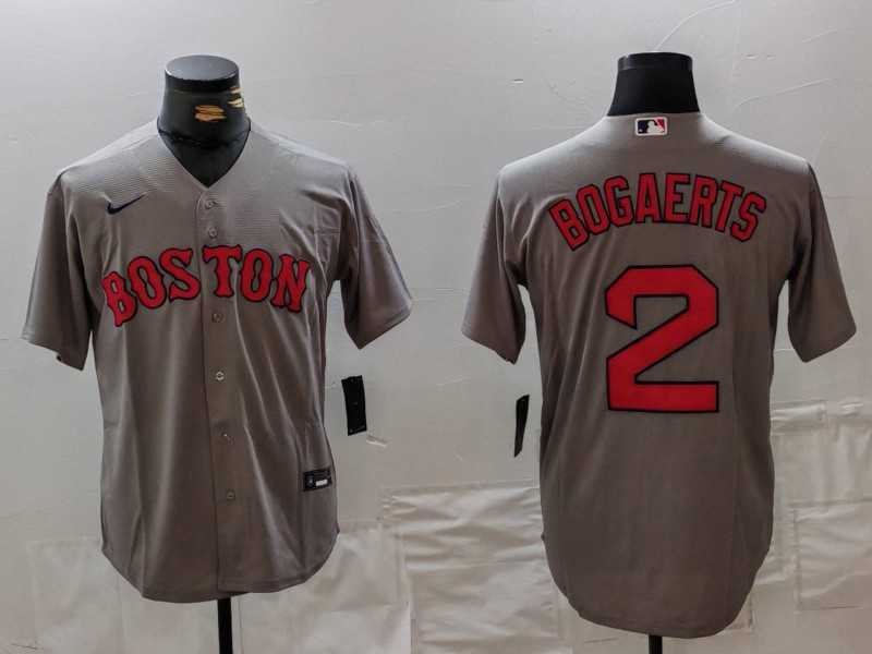 Mens Boston Red Sox #2 Xander Bogaerts Grey Cool Base Stitched Jersey